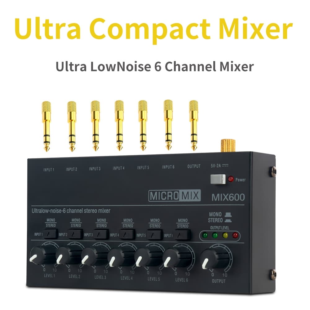 Mixer De Som De 6 Canais MIX600 Mixer De áudio Estéreo Linha De Ruído Ultrabaixo Mini Mixer De Som Estéreo Ultracompacto