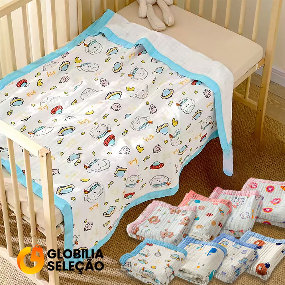 💓Toalha de Banho Bebê 100%  Algodão Soft Super Absorvente 6 Camadas de Tecido fralda 105 x 105cm