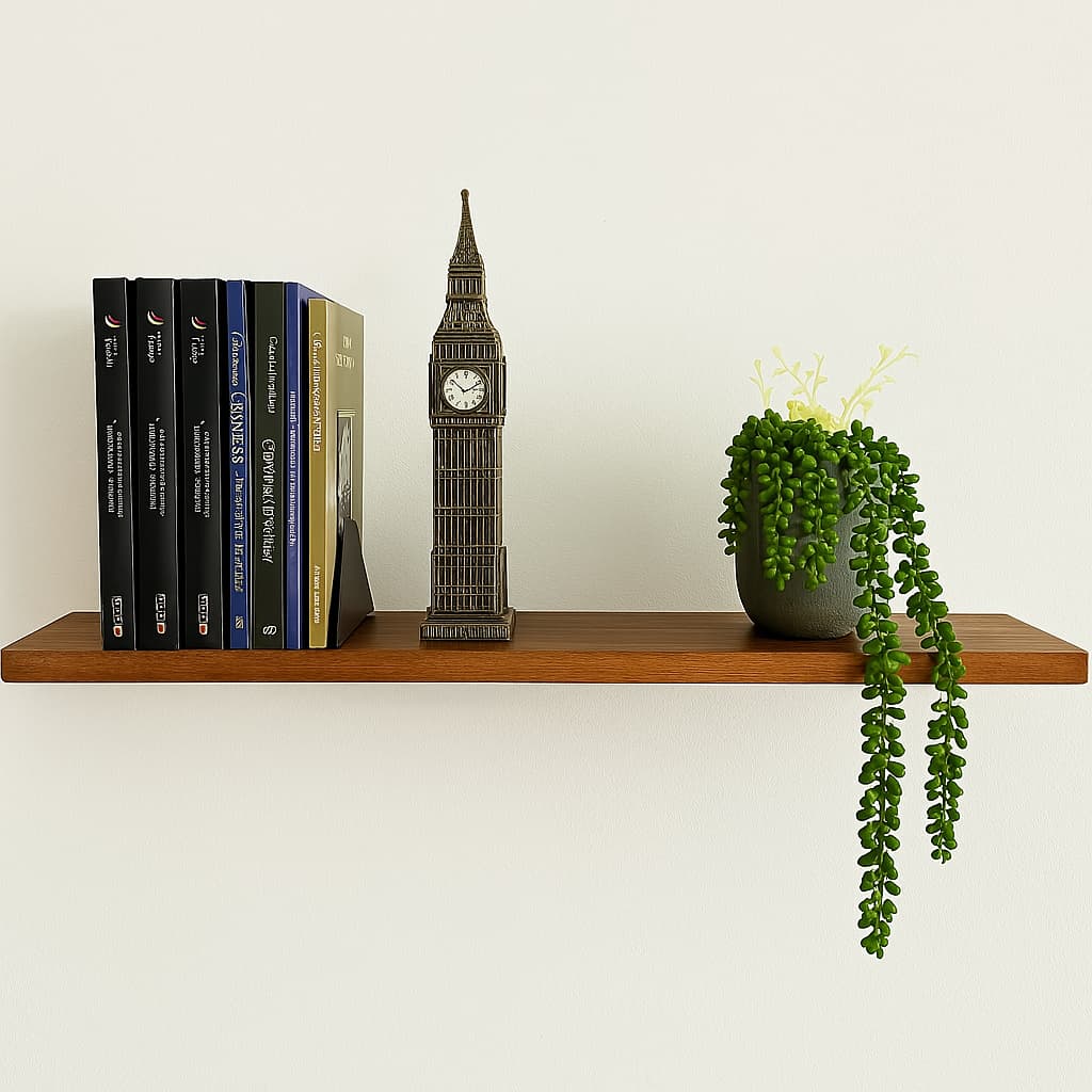 Prateleira de madeira suspensa 14 x 80 cm com suporte invisível flutuante decorativa sala quarto cozinha plantas