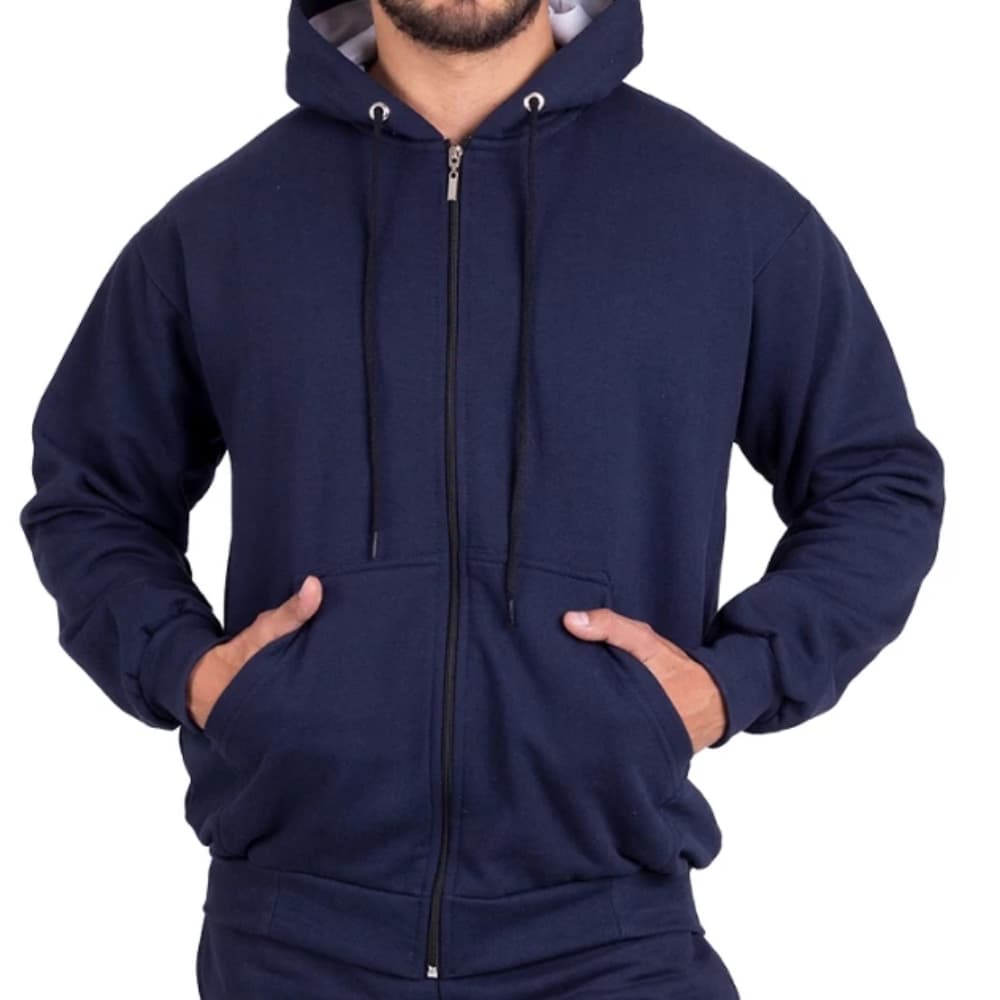 Blusa De Moletom Masculina Com Ziper Bolso Canguru Capuz