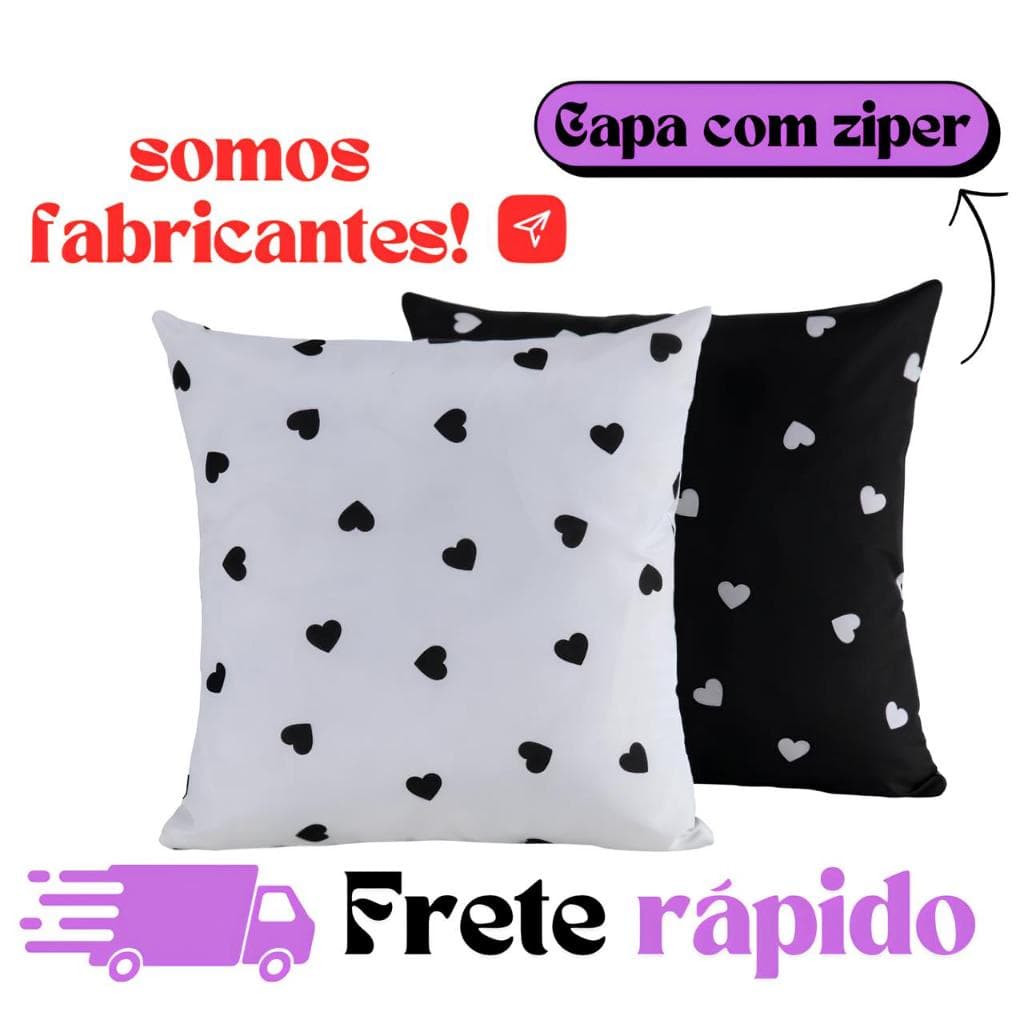 Kit 2 pçs Almofadas cheias 40X40 (ENCHIMENTO DE SILICONE) decorativas sala sofa quarto Algodao Ziper