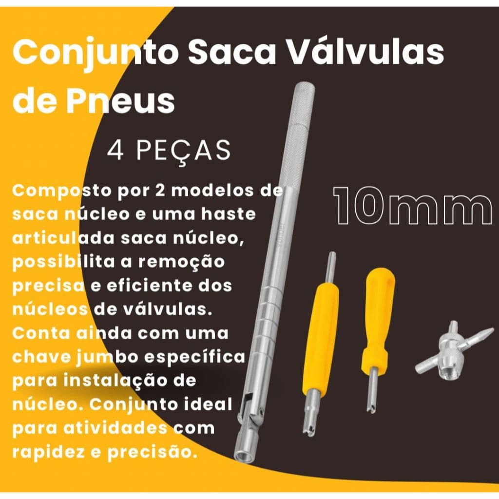 Conjunto Saca Núcleo Válvulas De Pneus Expansor 4pçs Vonder