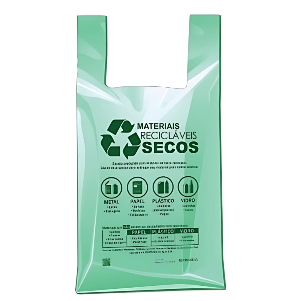 Sacolas Plásticas Reciclada verde 38x50 2Kg com Unidades Biodegradáveis