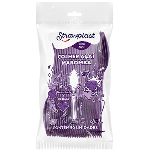 COLHER DE AÇAÍ MAROMBA ROXA - 50 unidades - STRAWPLAST