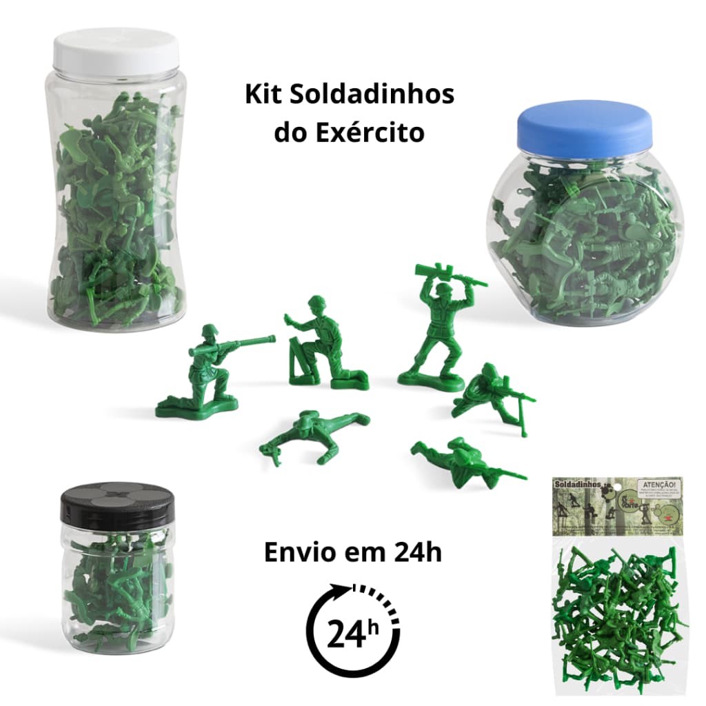 Kit Soldadinhos de Brinquedo 60, 48 e 24 Soldados do Exército na Cor Verde