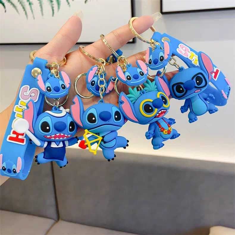 kit 12 Unidades Chaveiros Stitch Fofo Chaveiro 3D Emborrachado Colecionável