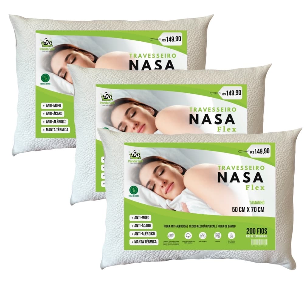 Kit 03 Travesseiros Dr Coluna Nasa Cervical Ortopédico Antialérgico