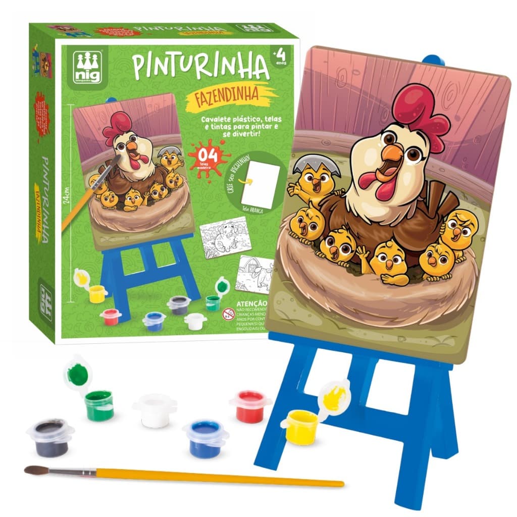 Jogo de Pintura Infantil Pinturinha Fazendinha Educativo Brinquedo Pedagógico Nig Brinquedos