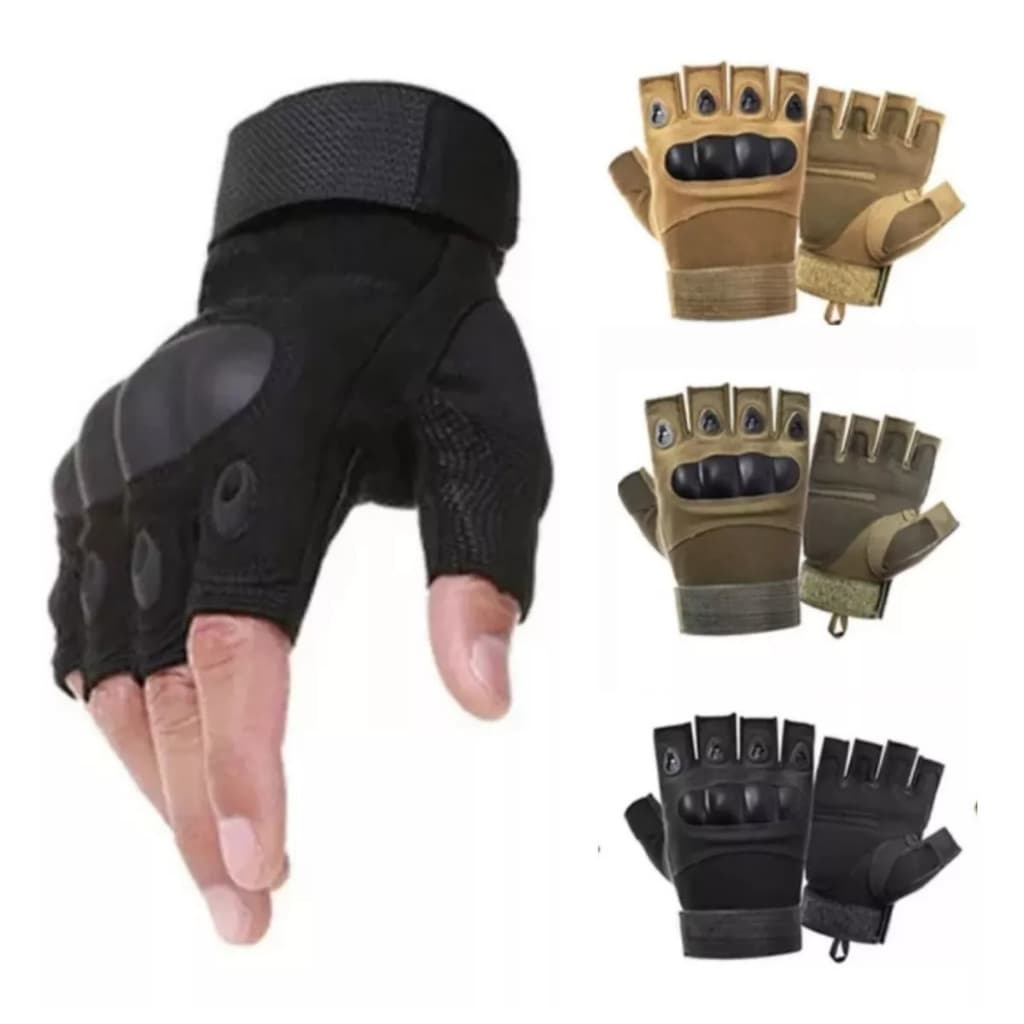 Luva Airsot Tática Meio Dedo Paintball Militar Esporte Ação