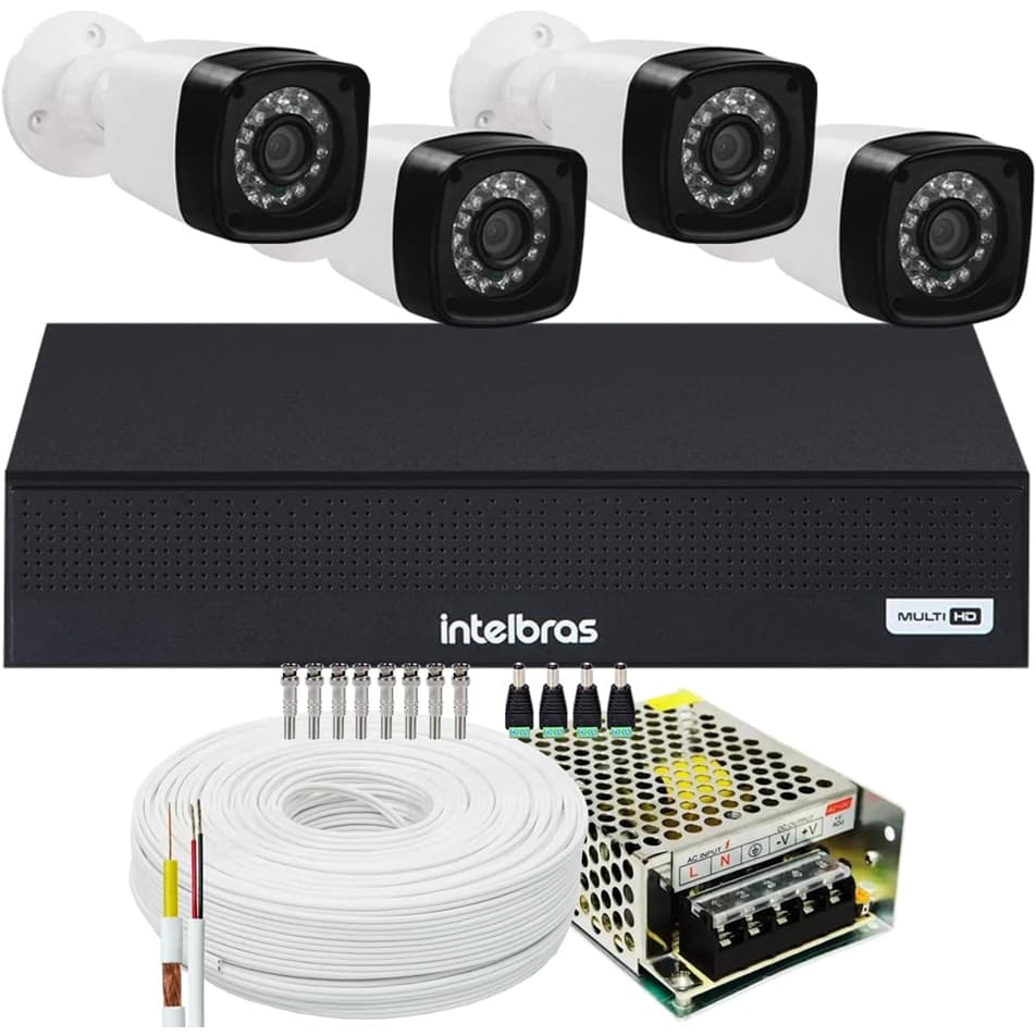 Kit 4 Camera de Segurança Infravermelho Full Hd Dvr Intelbras 4ch S/hd