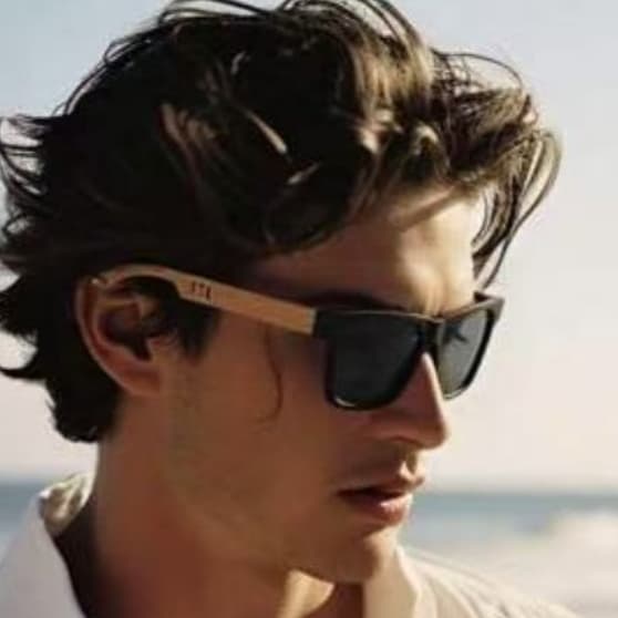 Óculos de Sol Madeira Bambu Premium Masculino Quadrado Verão Impresso Com Proteção UV400