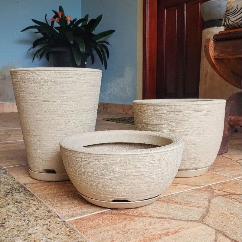 Kit 3 Vasos Polietileno Para Plantas Decorativo Cone Bacia