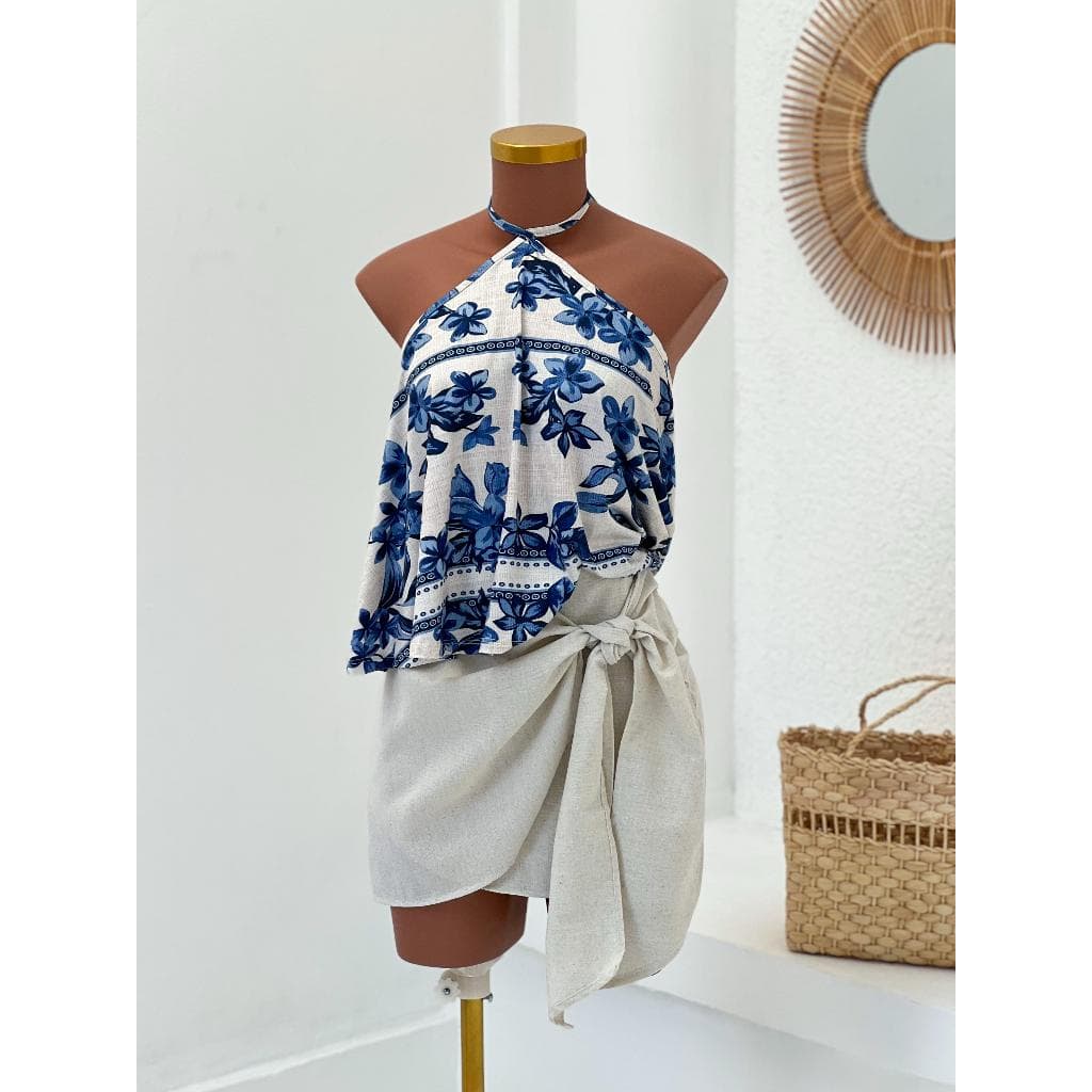 BATA MARI - blusa feminina tendencia estampa  flores verão tropical fa