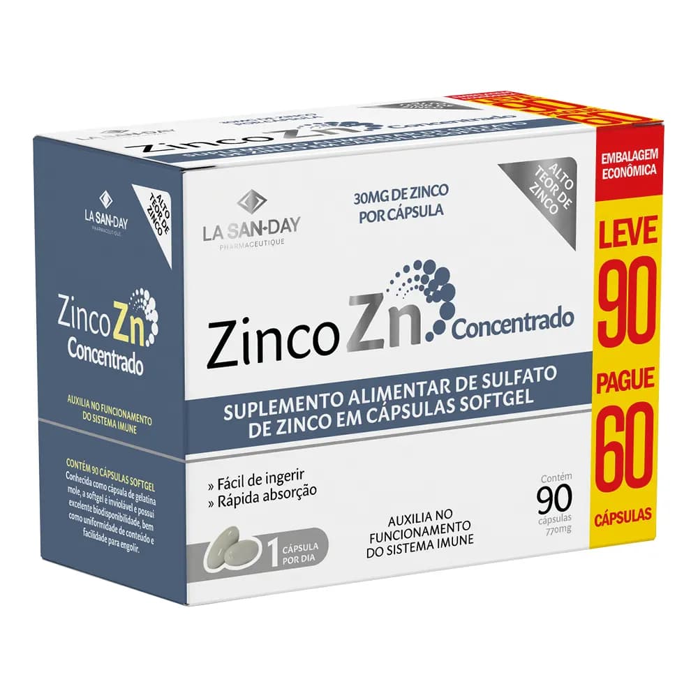 Zinco Concentrado - 90 Cápsulas - La San Day