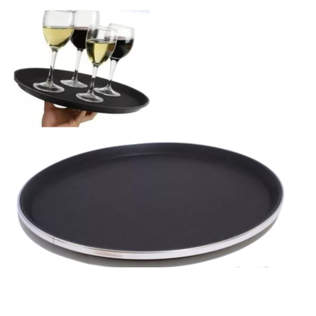 BANDEJA 40CM ANTIDERRAPANTE - Prática e Resistente - Ideal para Cozinha, Churrasco e Servir
