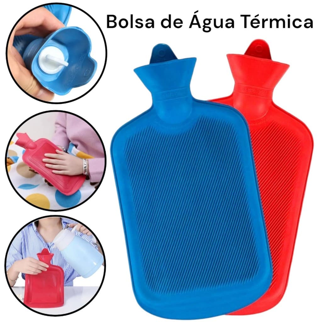 Bolsa Térmica Água Quente e Fria Emborrachada  Grande 700ml Compressa Tampa Funil