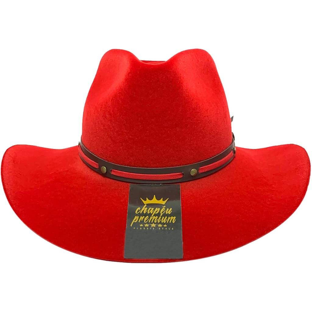 CHAPÉU FEDORA VERMELHO ESTILO COUNTRY GUSTAVO LIMA - COM PEQUENOS DEFEITOS DE FABRICAÇÃO - LEIA A DESCRIÇÃO