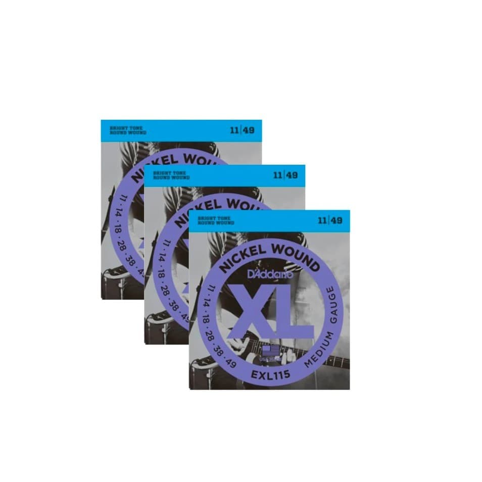 Kit 3 UND. Encordoamento Guitarra D'Addario Exl115 011