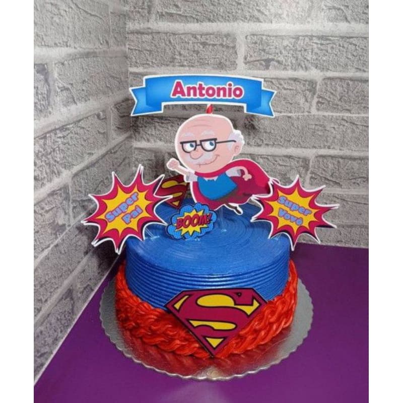 Topo de bolo super avó- Topper de aniversário para bolo Personalizados Super Vovô