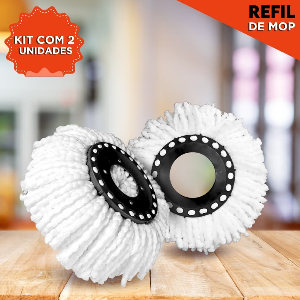 Kit de Refil para Mop Giratório Com 2 Esfregões de Alta Qualidade Limpeza Eficaz e Durável - SHEFA