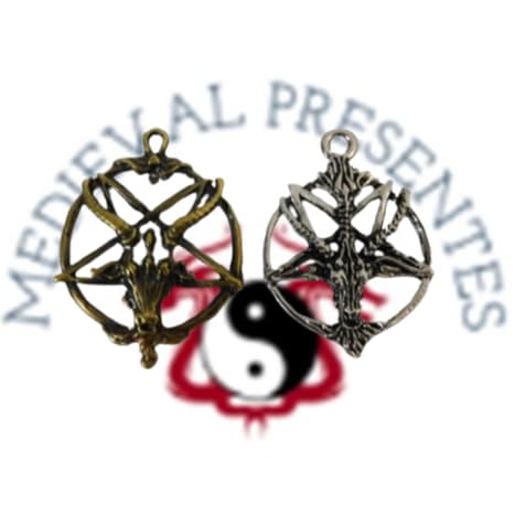 PINGENTE BAPHOMET PENTAGRAMA SATANISMO EM METAL DEMONIO BODE OCULTISMO FIGURA PAGÃ