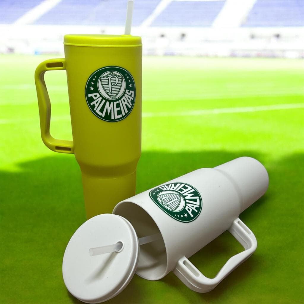 Copo com Canudo Palmeiras Personalizado 1200ml Em Policarbonato Sociedade Esportiva Palmeiras