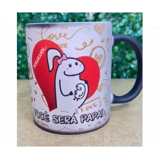 Caneca revelação de gravidez papai vovó titia preta mágica  pedido de namoro casamento surpresa presente namorados bebê
