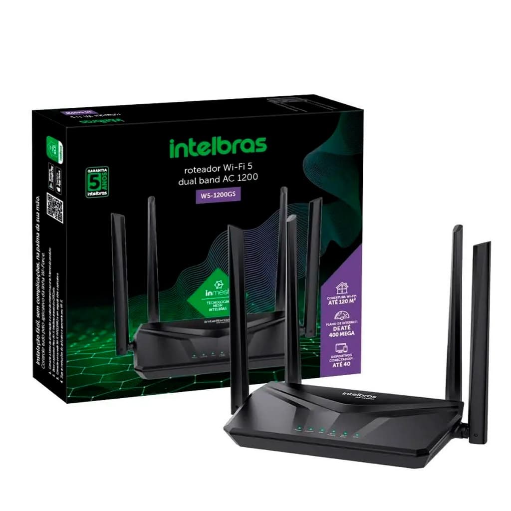 Roteador Wifi Wireless Gigabit Intelbras W5-1200Gs Potente 5G Dual Band Bivolt