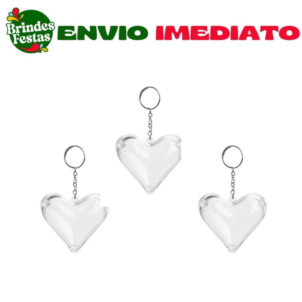 Kit 50 ~ 100 chaveiros coração argola Transparente - festas - decoração - presente dia das maes