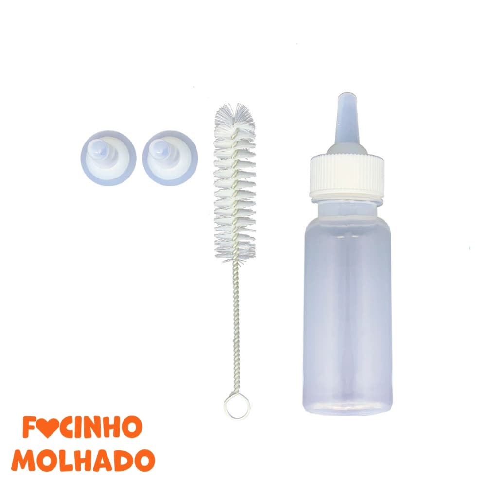 Mamadeira Filhote para Cachorros e Gatos Pet com 3 Bicos e Limpador 50ml Savana Pet