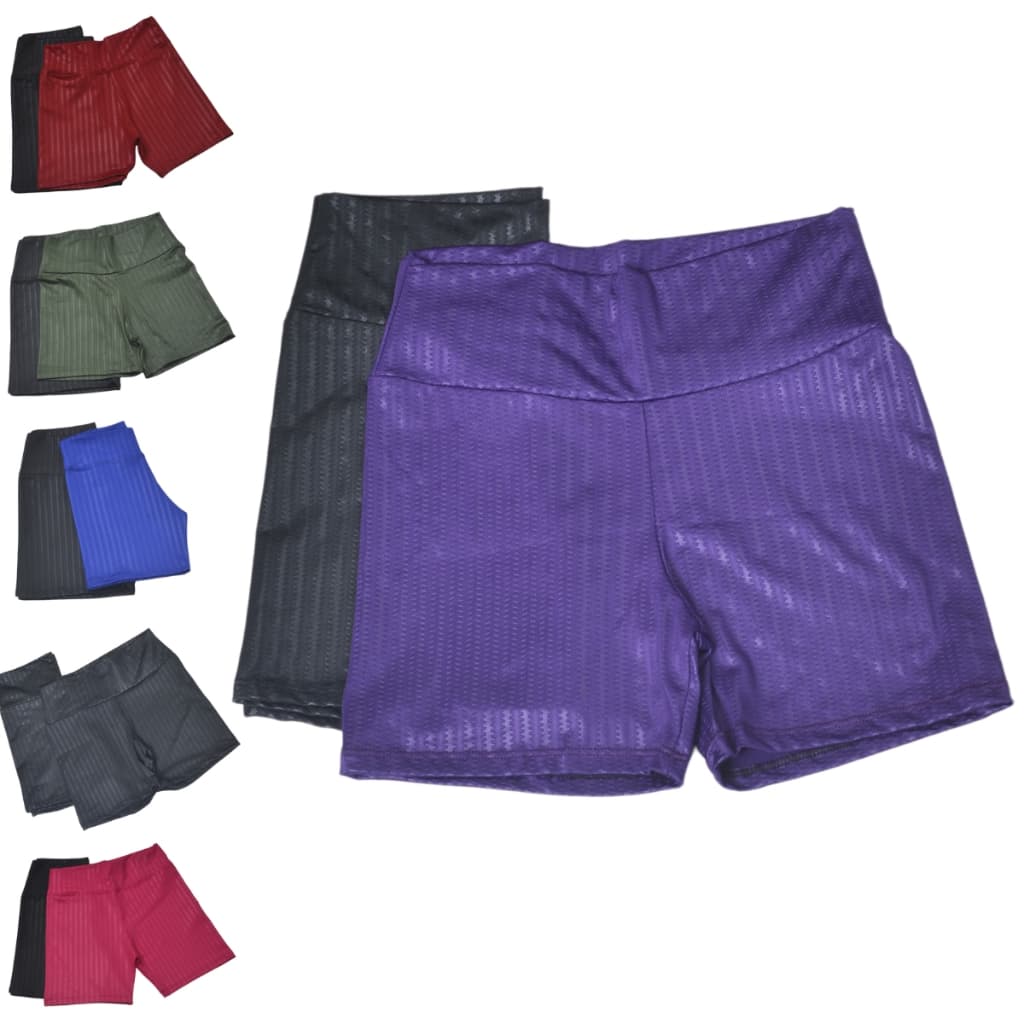 Kit 2 ou 1 Short Academia Cirrê Zig Zag 3D Cintura Alta Fitness Cintura Alta Ajuste e Conforto