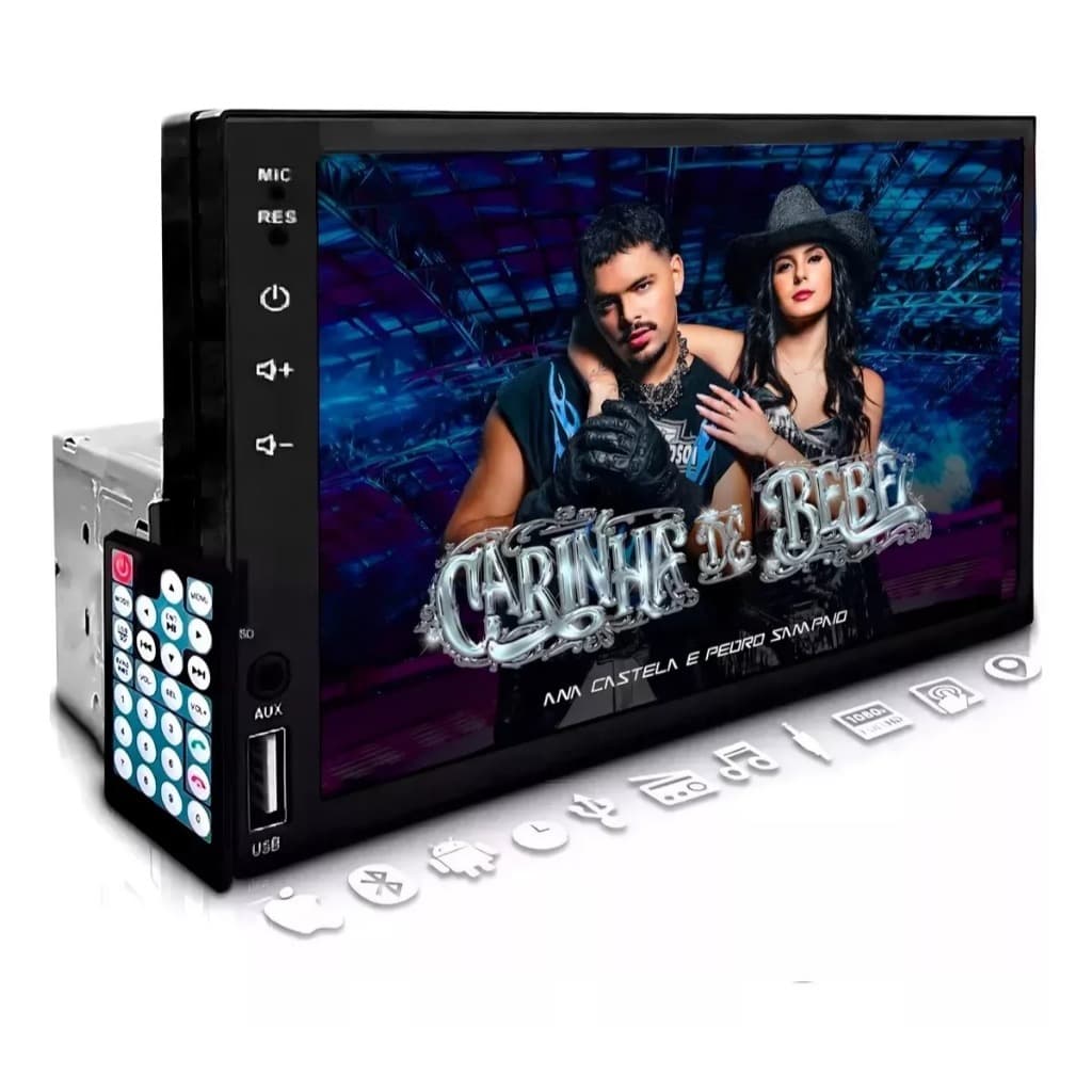 Central Multimidia Mp5 1 Din Tela 7 Polegadas Touch Screen