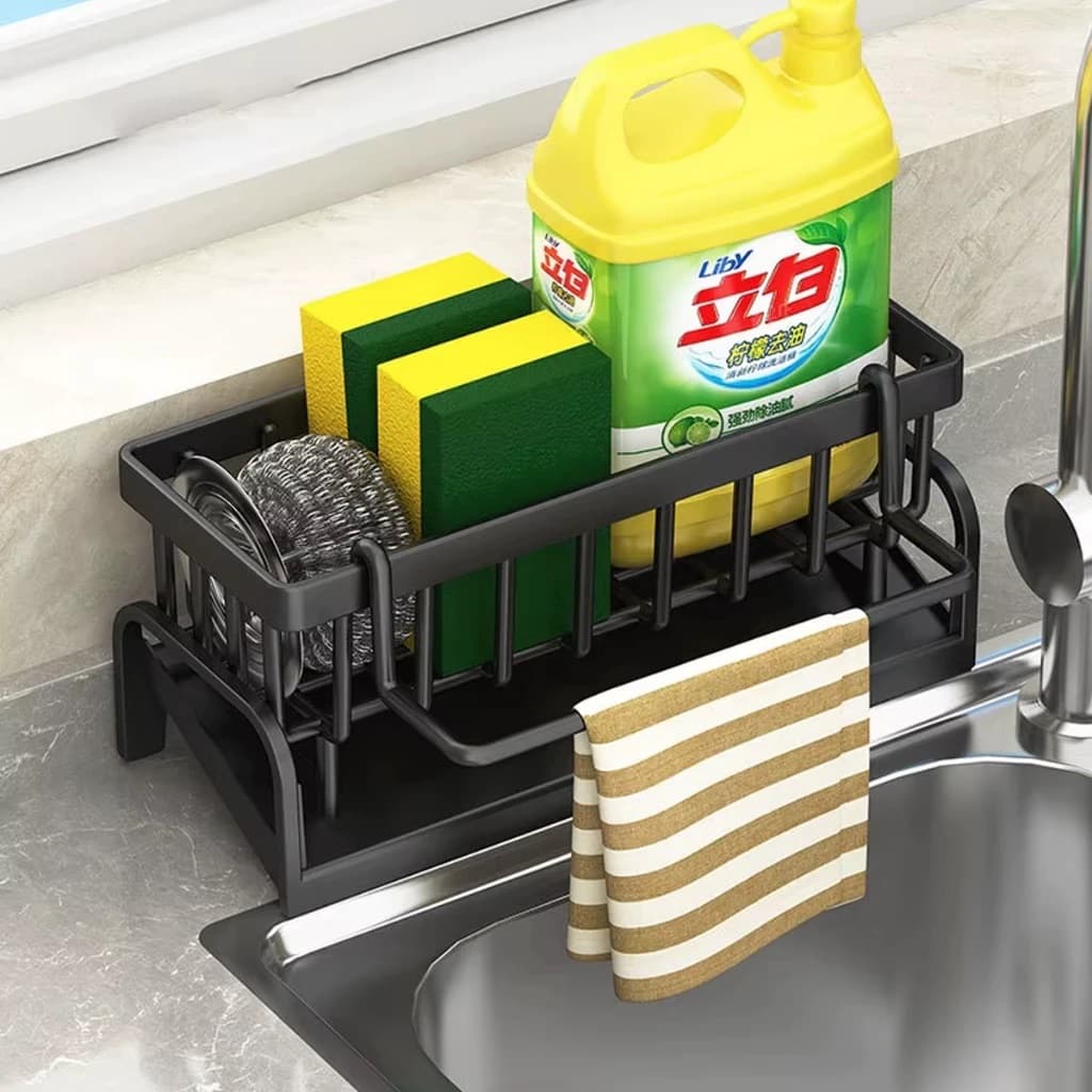 Suporte Organizador Para Pia Porta Bucha Esponja Detergente Com Bandeja De Escoamento