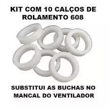 KIT COM 10 CALÇOS DE ROLAMENTOS 608/ SUBSTITUI AS BUCHAS DE 8MM 29MM