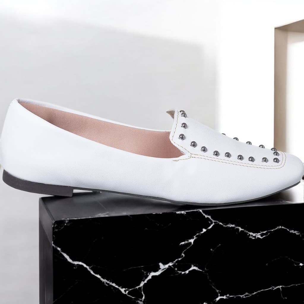 Sapatilha Loafer Bico Quadrado Original Cor Branco 145-0002