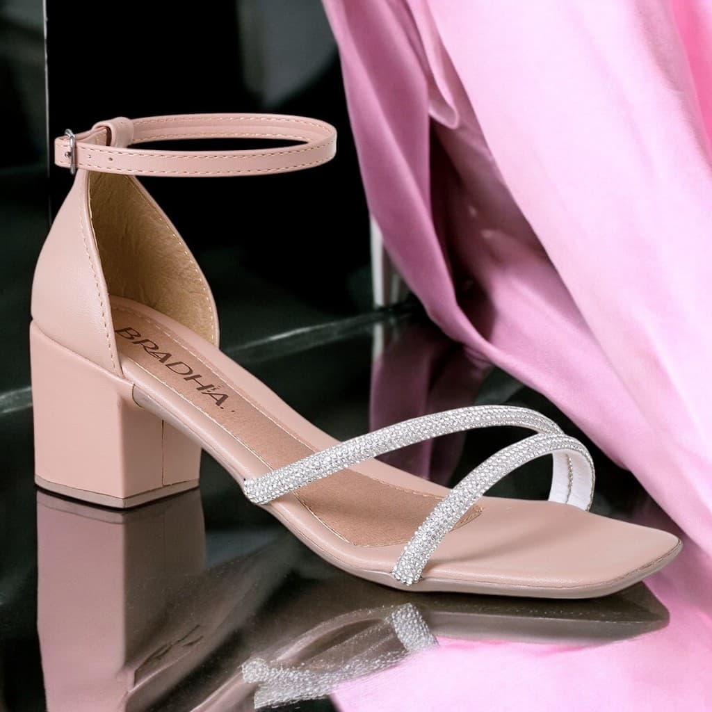 Sandália Feminina BRADHA. Com Traseiro  Salto Grosso Confortável Moda (023-0007)