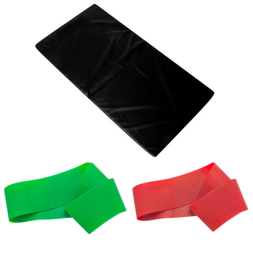 Colchonete Preto + Mini Bands Faixas Elásticas Super Leve Forte
