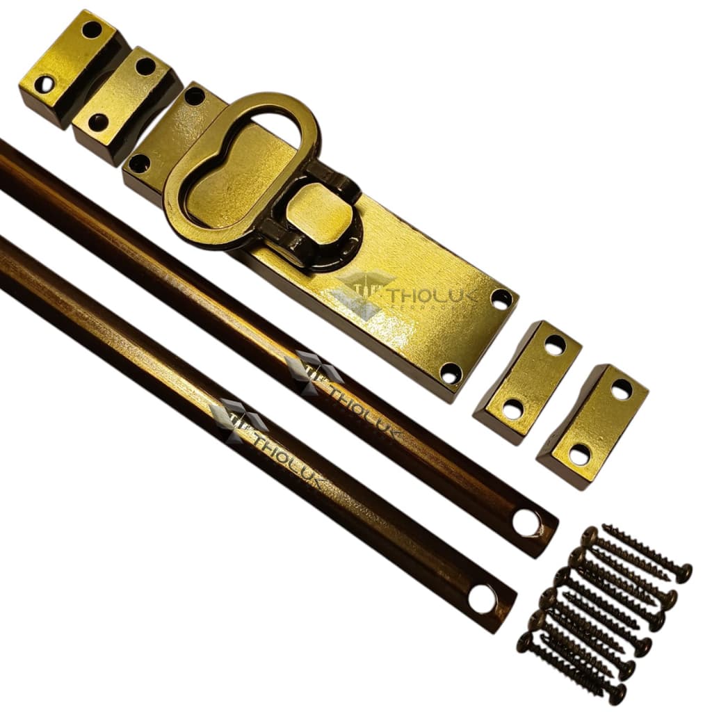 Kit Fechadura Cremona Lisa Dourada Com 2 Varas De 60 cm Universal