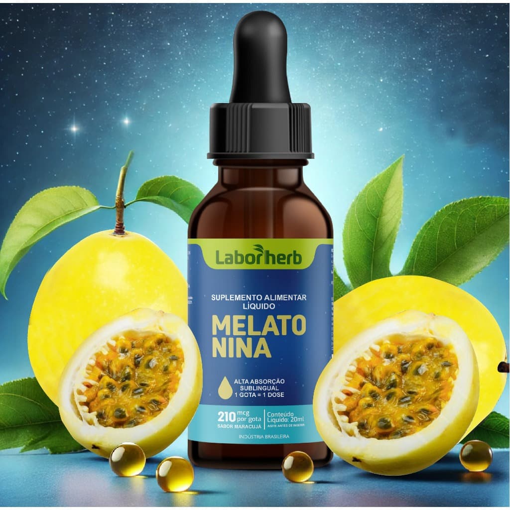 Melatonina Em Gotas Sublingual Sabor Maracujá 30ml  Laborherb