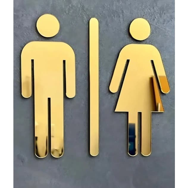 Placa Banheiro Decoração Masculino Feminino Acrílico Espelhado.