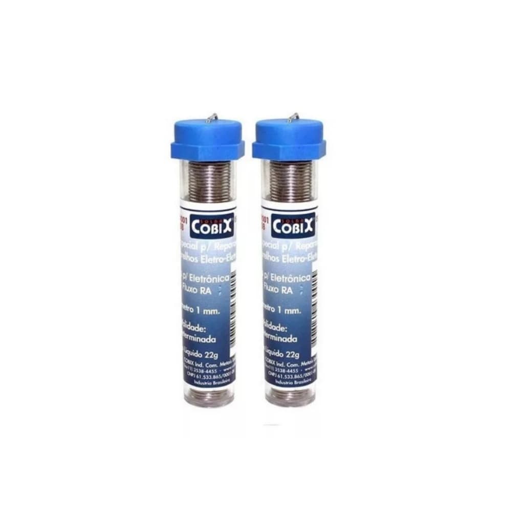 Kit 02 Tubos Solda Estanho 1mm 63x37 1.0mm Com Fluxo - Cobix