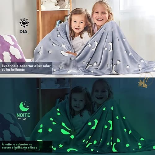 Cobertor Manta Brilha no Escuro 2,00x1,80 m Várias Estampas