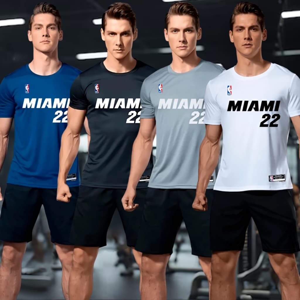 KIT com 3 Camisa Dry Fit  Masculina Modelo MIAMI 22 Academia, Corrida, CrossFit, Ideal Para Treinos Intensos, Esportivo