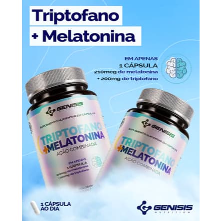 TRIPTOFANO + MELATONINA -  QUALIDADE DO SONO - 30 CÁPS - GENISIS NUTRITION