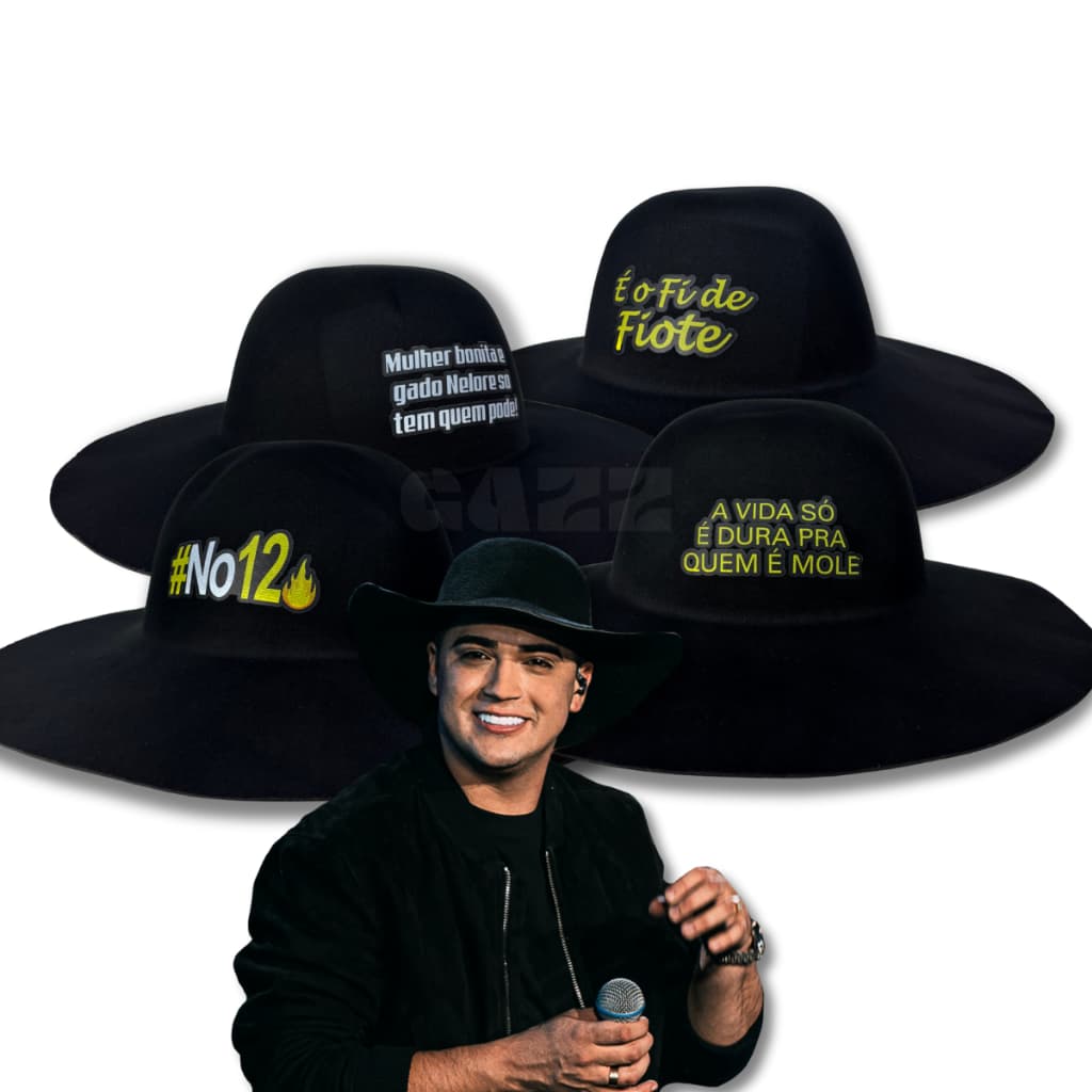Chapéu Cantor Natanzinho Lima Escrito Estampado Frases Fi Fiote Vida é Dura Cata Ovo Feltro Batateiro