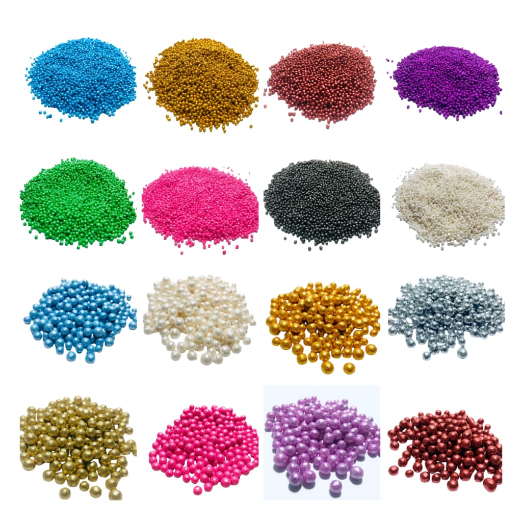 Pérolas de Açúcar 50g Tamanho P e M 100% Comestíveis Confeitos Diversas Cores