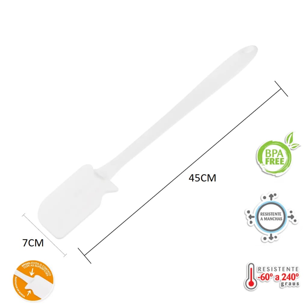 Colher - Espátula 45 CM Branca Profissional Silicone Reforçada Espatula Preta 36 CM Weck Pracasa-net Cozinha