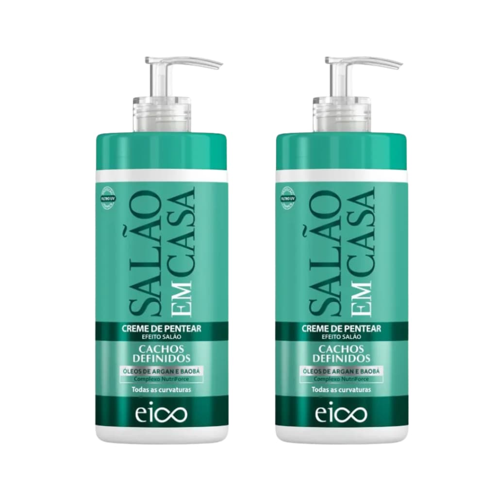 KIT COM 2 CREMES DE PENTEAR SALÃO EM CASA - CACHOS DEFINIDOS 600ML (CADA)