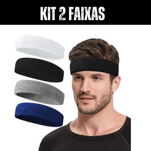 Kit com 2 testeiras anti suor faixa para cabelo envio em ate 24h