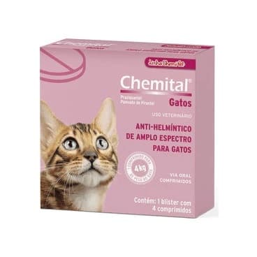 Chemital Chemitec Vermífugo para Gatos - 4 Comprimidos